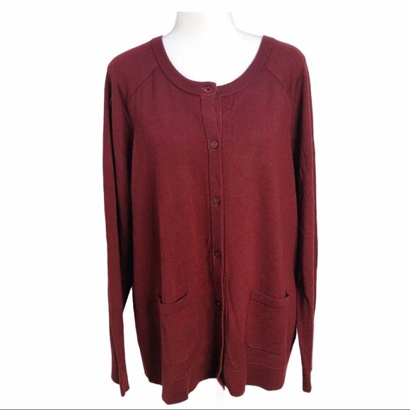 Pendleton Burgundy Round Neck Cardigan L - Picture 1 of 12
